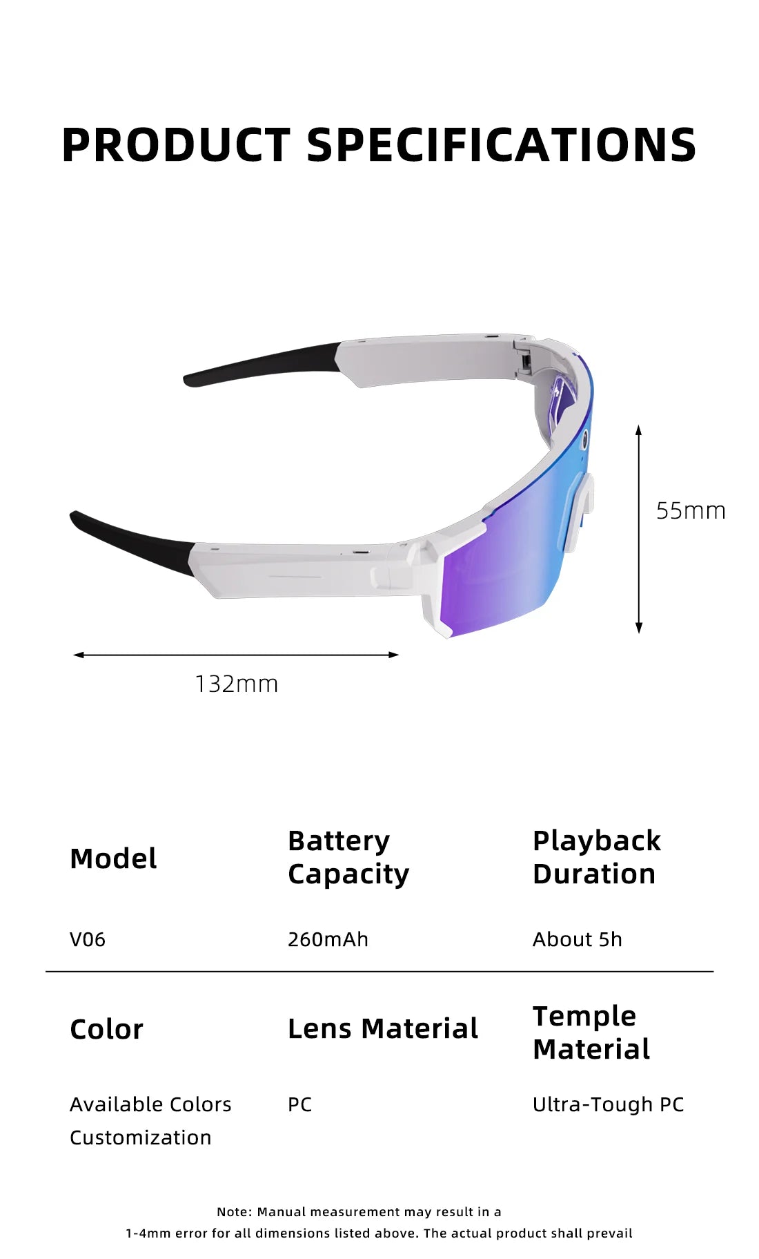 Lunettes connectées IA avec caméra, traduction et appels Bluetooth — version 800W