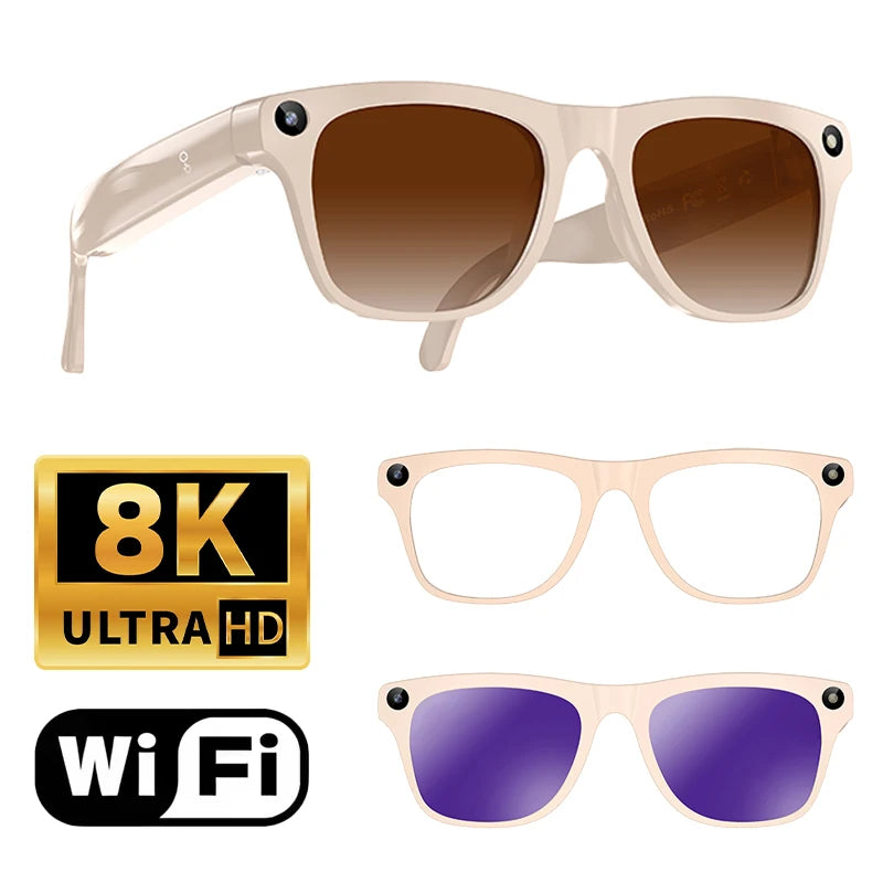 Lunettes connectées IA avec caméra, traduction et appels Bluetooth — version 800W