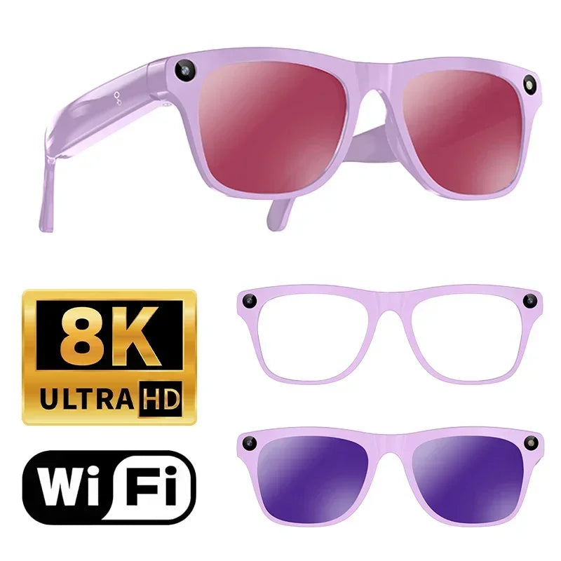 Lunettes connectées IA avec caméra, audio Bluetooth et traduction