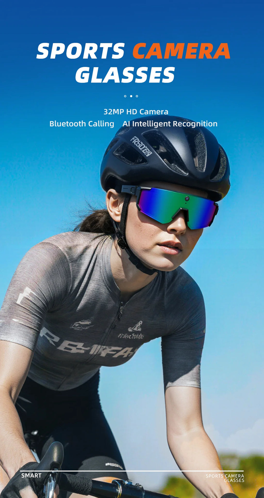 Lunettes connectées IA avec caméra, traduction et appels Bluetooth — version 800W