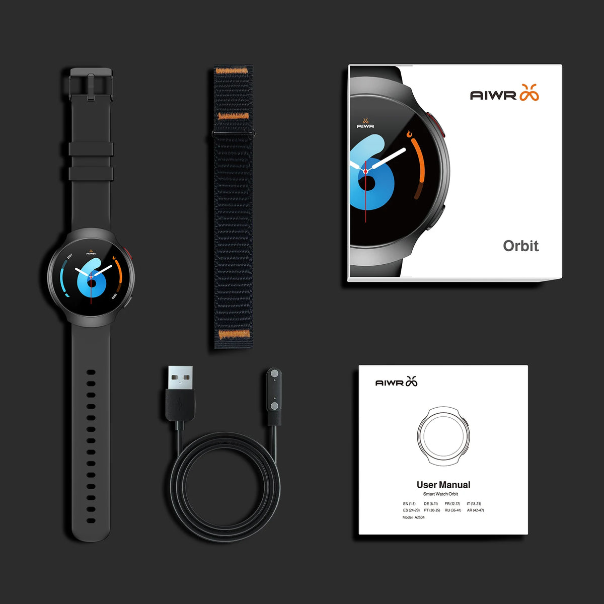 Montre connectée AIWR Orbit — GPS, écran AMOLED et appels Bluetooth