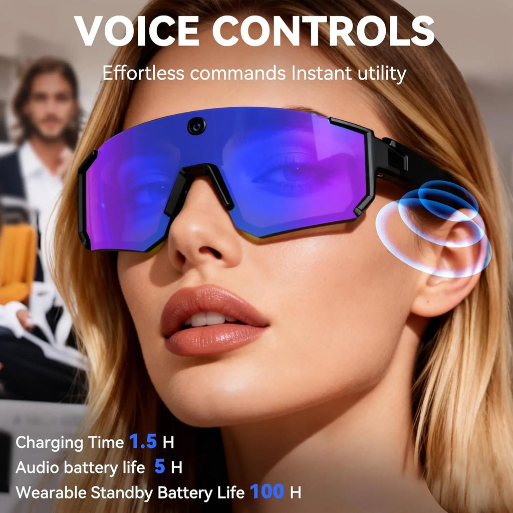 Lunettes connectées IA avec caméra, traduction et appels Bluetooth — version 800W