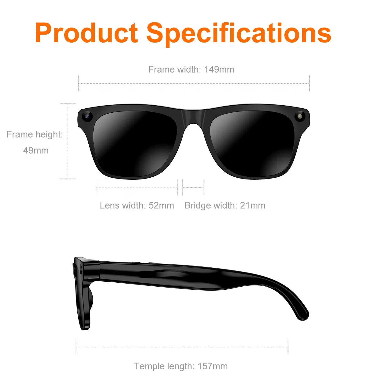 Lunettes connectées IA avec caméra, traduction et appels Bluetooth — version 2400W