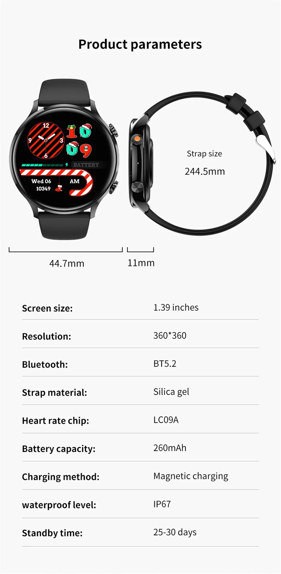 Montre connectée AMOLED — GPS, appels Bluetooth et IP68 annoncé