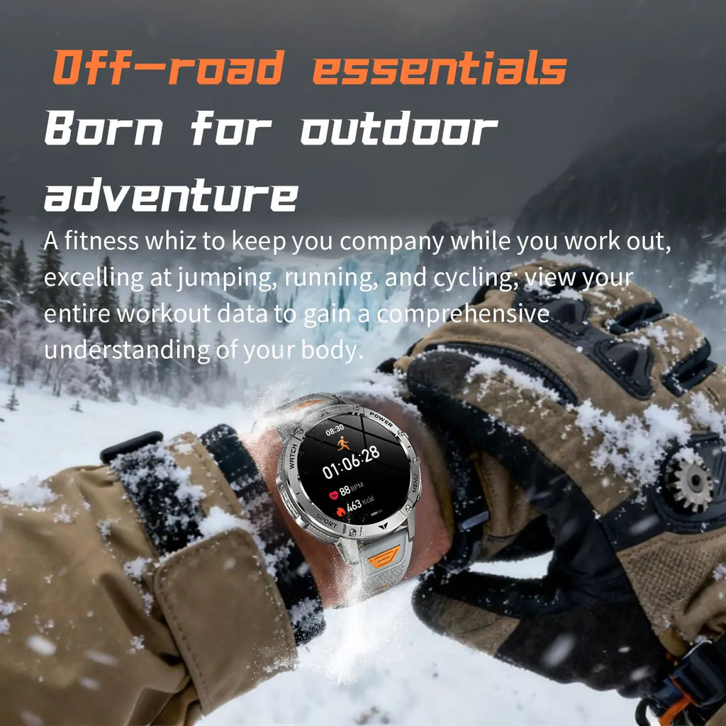 Montre connectée outdoor — 10 ATM annoncés, lampe LED et appels Bluetooth