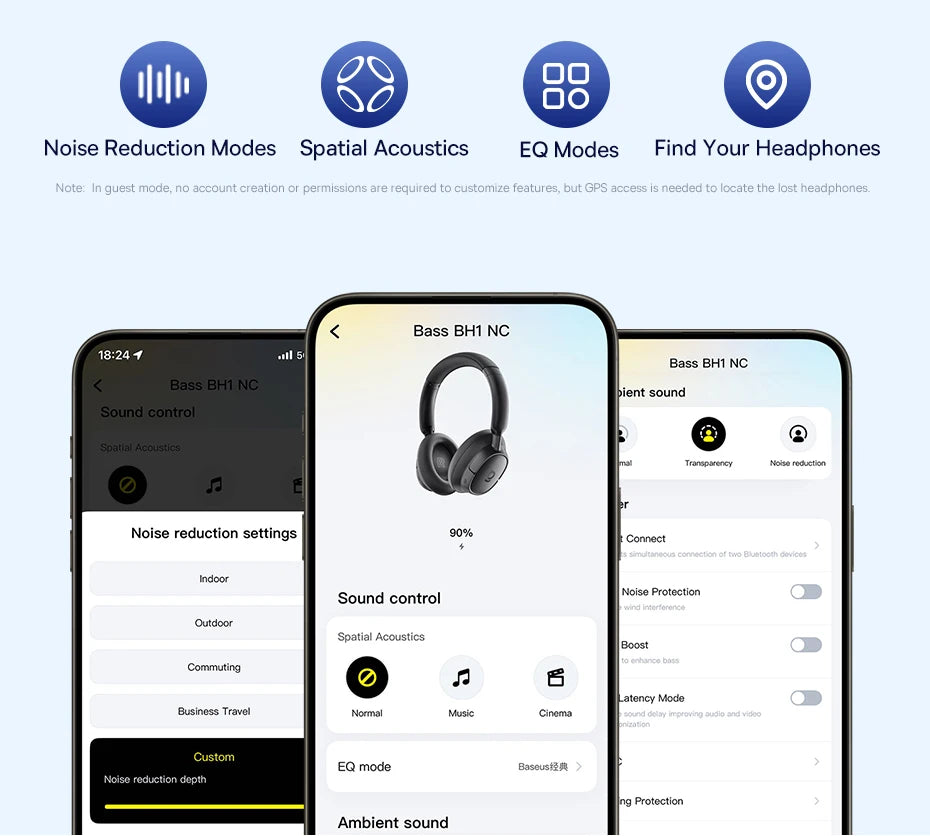 Casque Bluetooth Baseus EH10 NC — ANC adaptatif, LDAC, autonomie annoncée 80 h