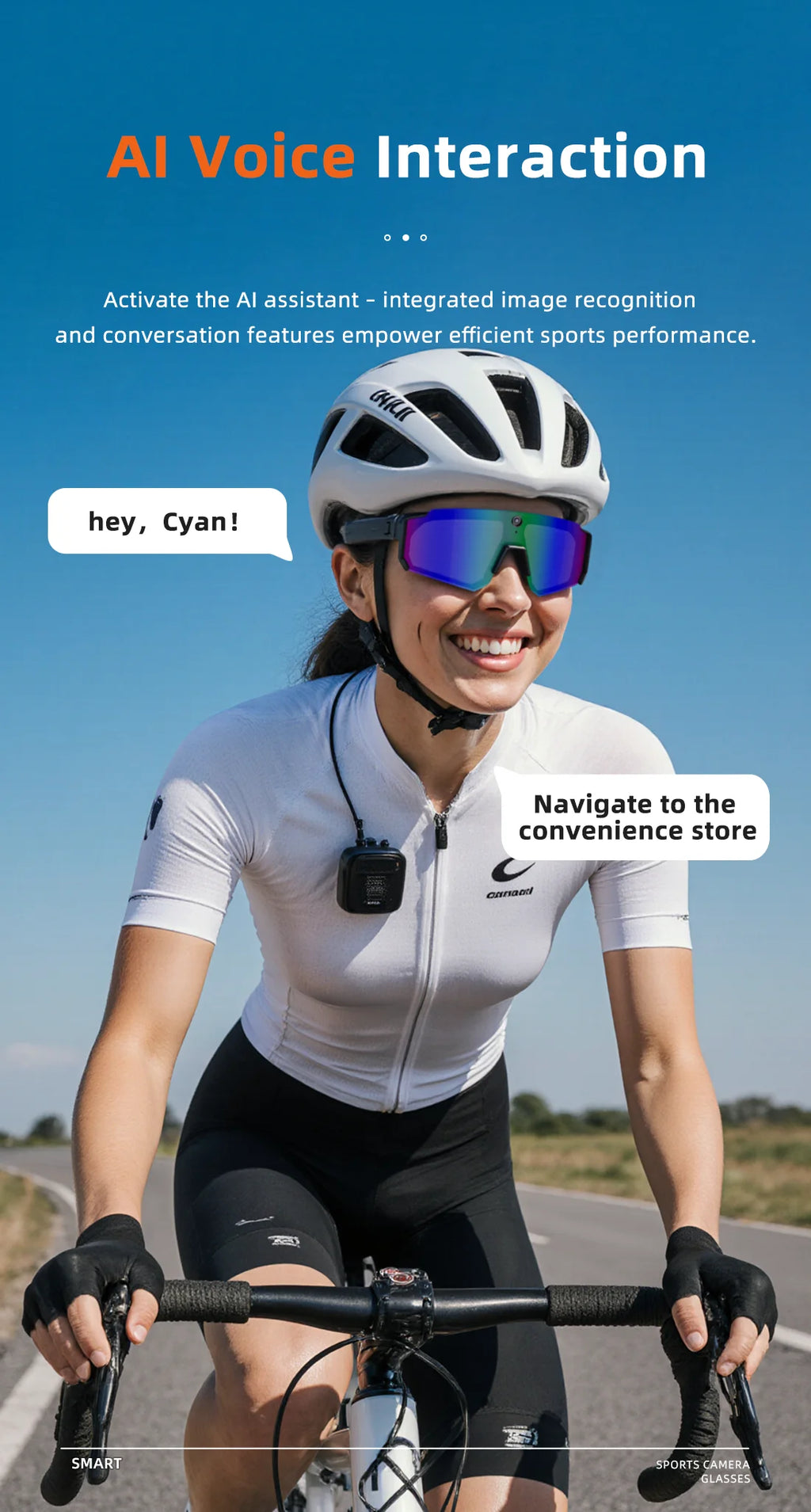 Lunettes connectées IA avec caméra, traduction et appels Bluetooth — version 800W