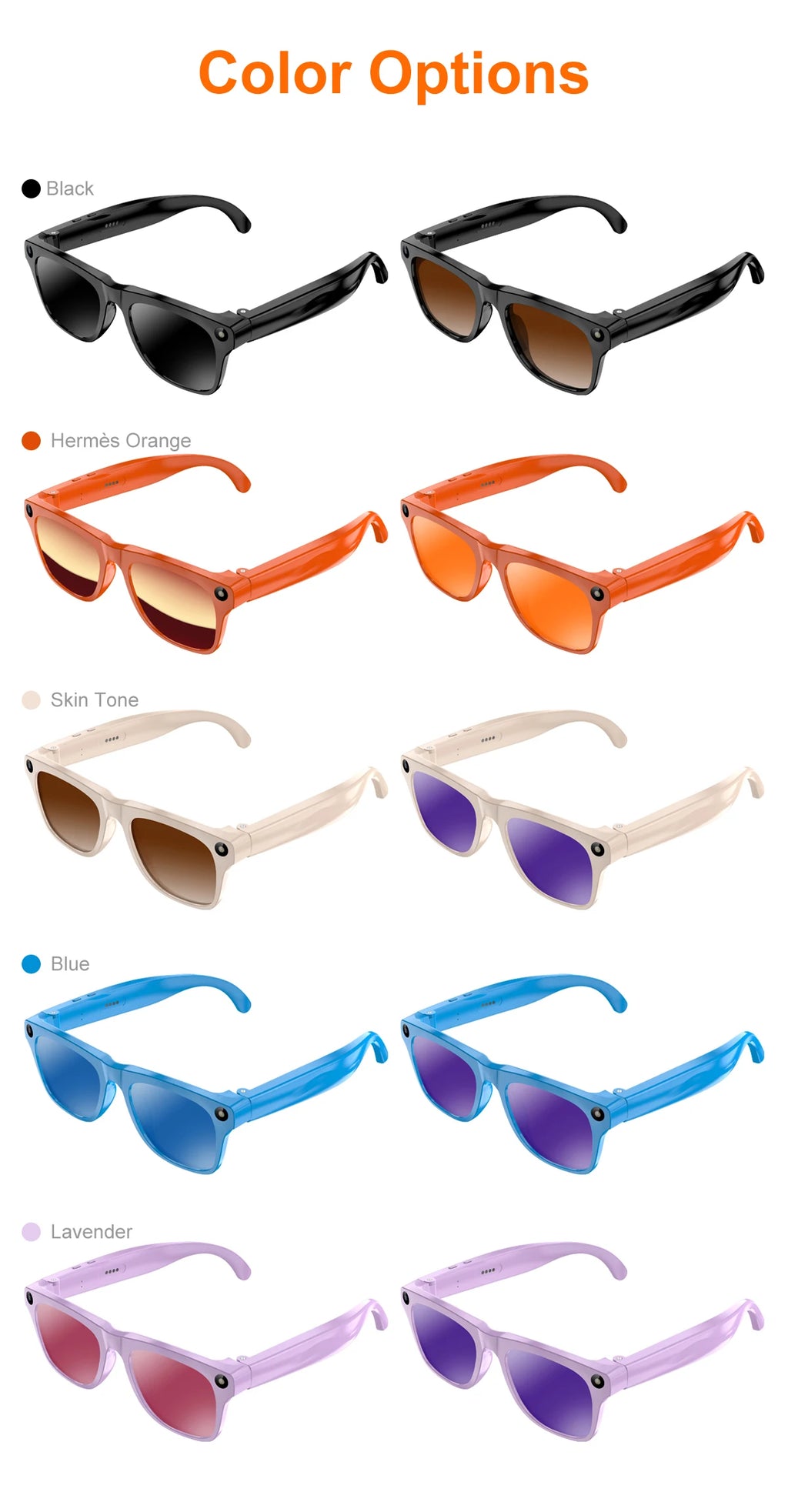Lunettes connectées IA avec caméra, traduction et appels Bluetooth — version 800W